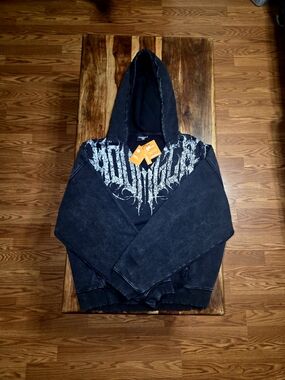 YoungLA Black Washed Pullover Graphic Hoodie